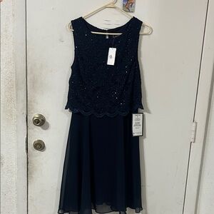 Connected Apparel Navy Sleeveless Midi Dress
